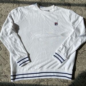 Fila White Crewneck Sweater with Dark Blue Accents